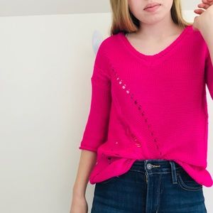 Ash Rain + Oak Destructed Pink Sweater